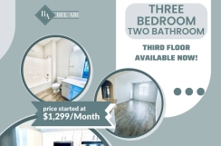 Third Floor Three Bedroom Available for Only $1,299!